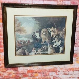 Wooden Framed Vintage 19th Century “A Peaceable Kingdom”  by Edward Hicks